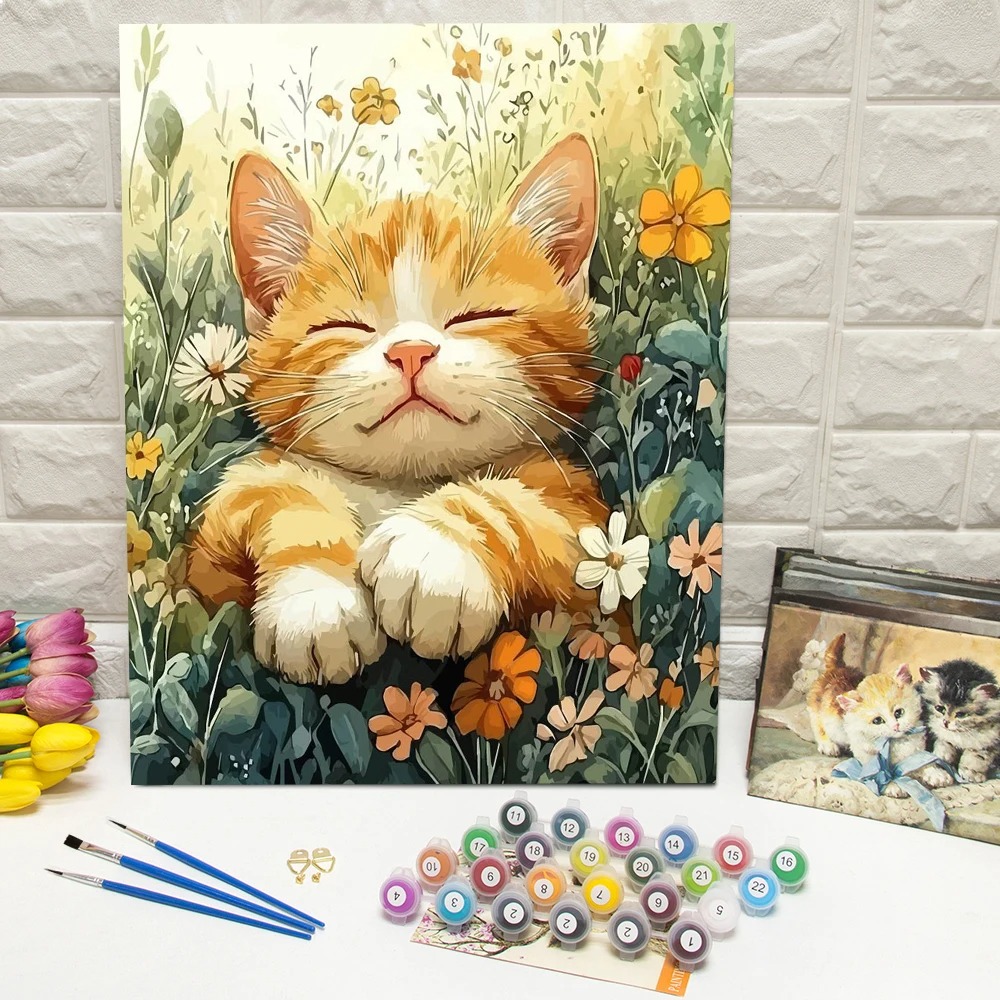 Tv Art And Craft - Drawing By Numbers Cat DIY Digital