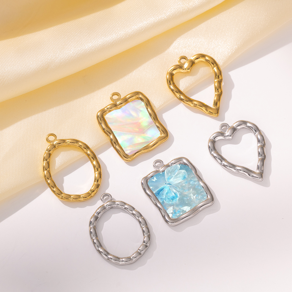 Art Craft Activity - 5pcs Stainless Steel Heart Round Open