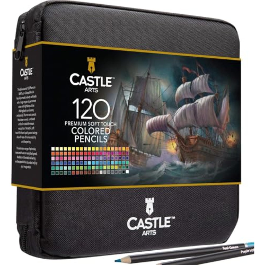 Colored Pencil Professional - 120 Coloring Pencils Zipper-Case Set Premium