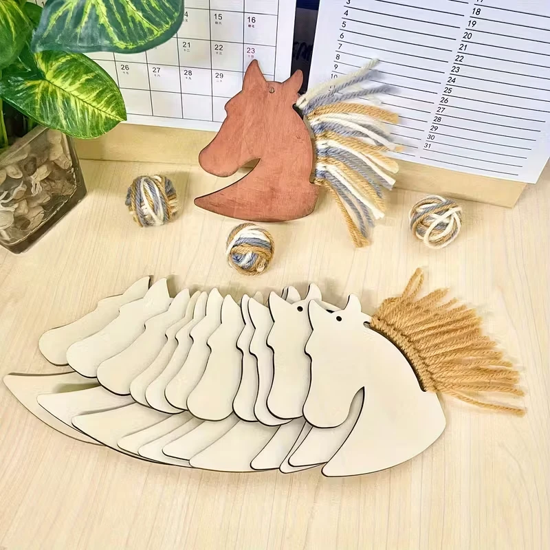 Art Craft Horse - 20pcs Wooden Horse Head Decorations, DIY