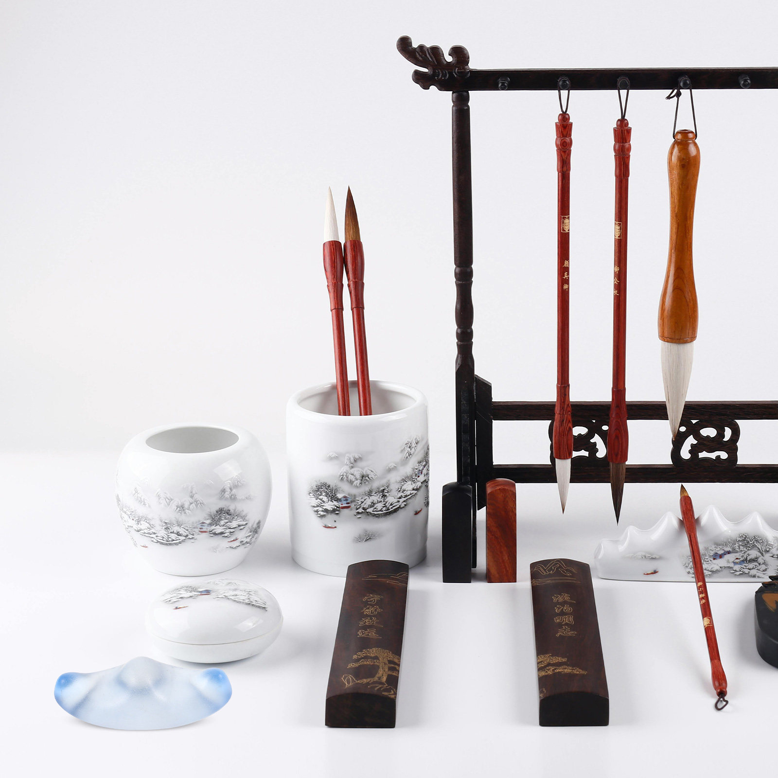 Watercolor Brush Pen - 2Pcs Glass Calligraphy Brush Holder Chinese