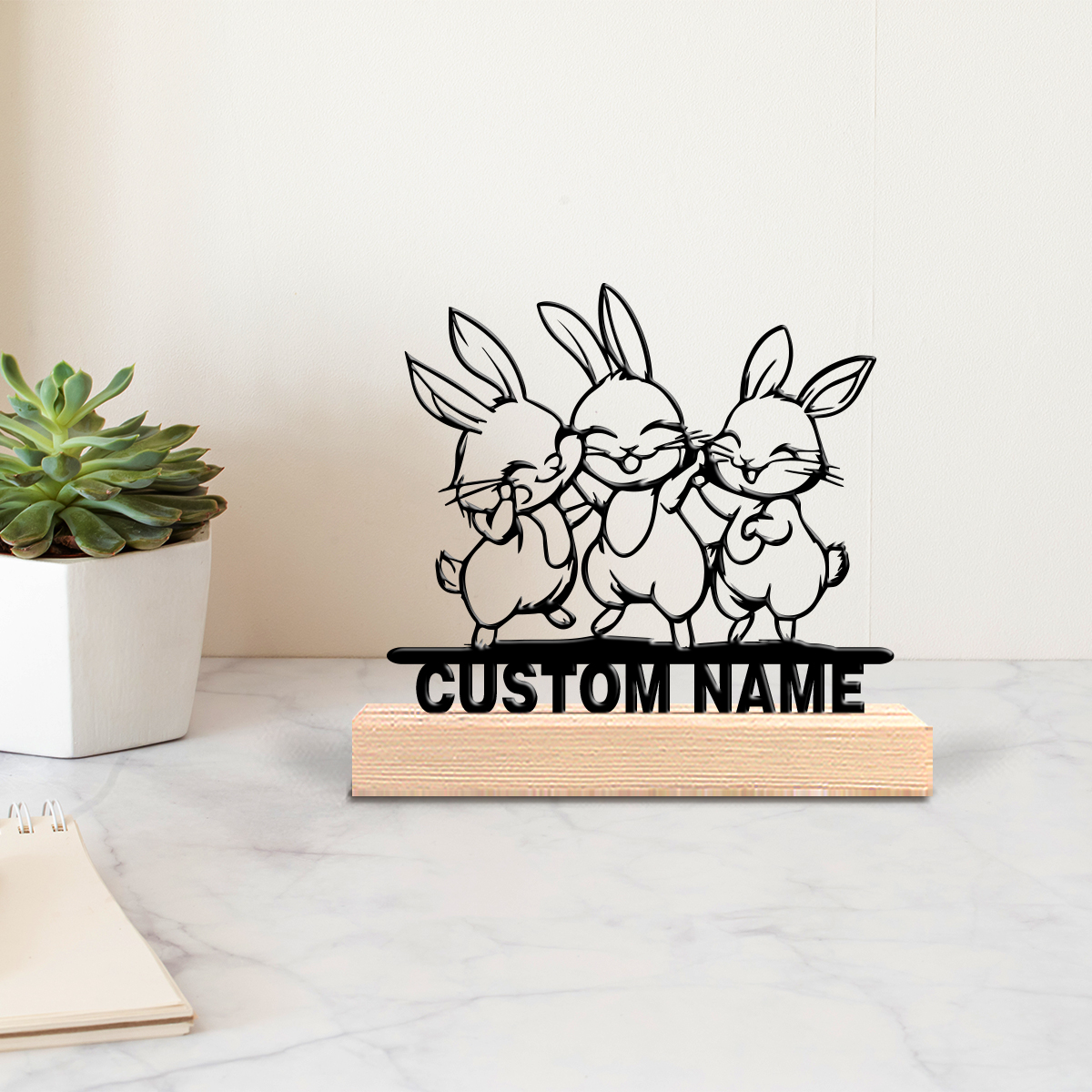 Art Y Craft - 1pc Modern Rabbit Customized Text Tin