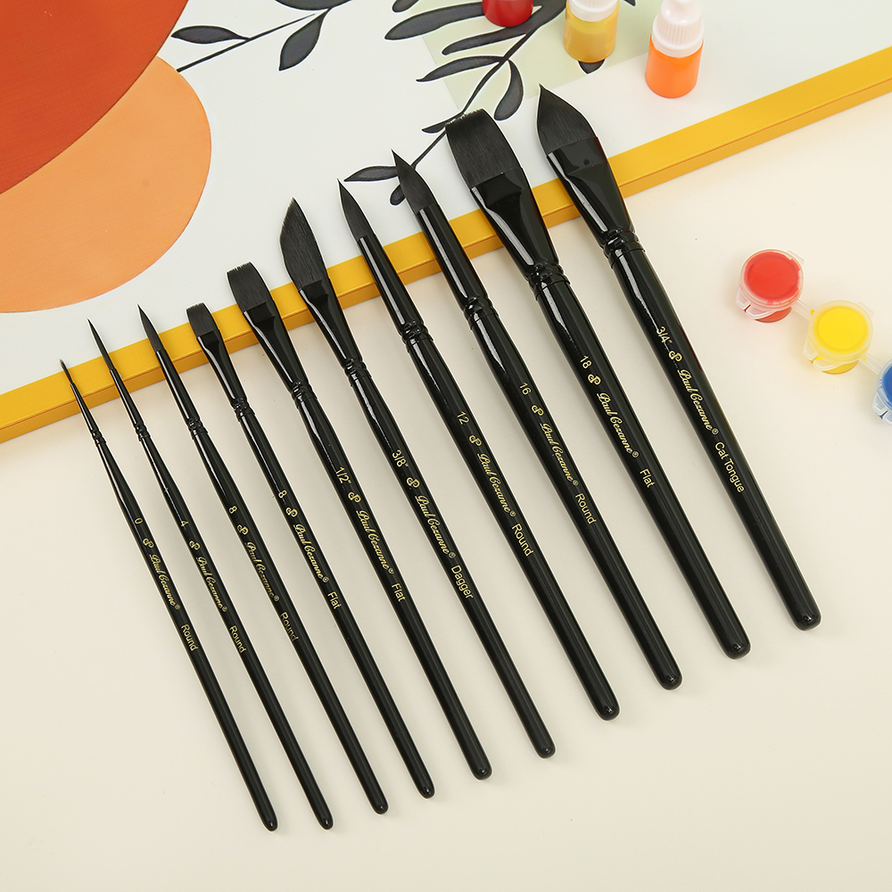 Acrylic Pour Paint - 10-Piece Set Wooden Handle Nylon Bristle
