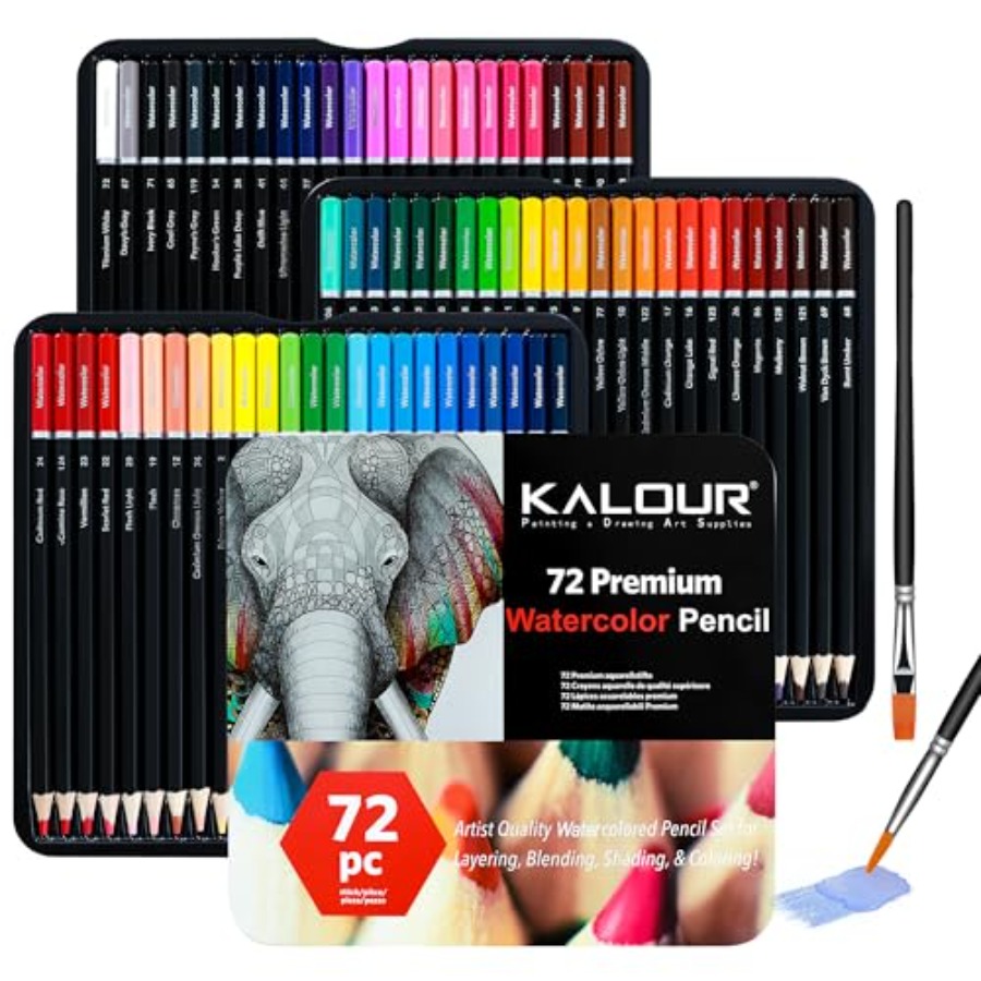 Colored Pencil Professional - Professional Watercolor Pencils with 2 Brush