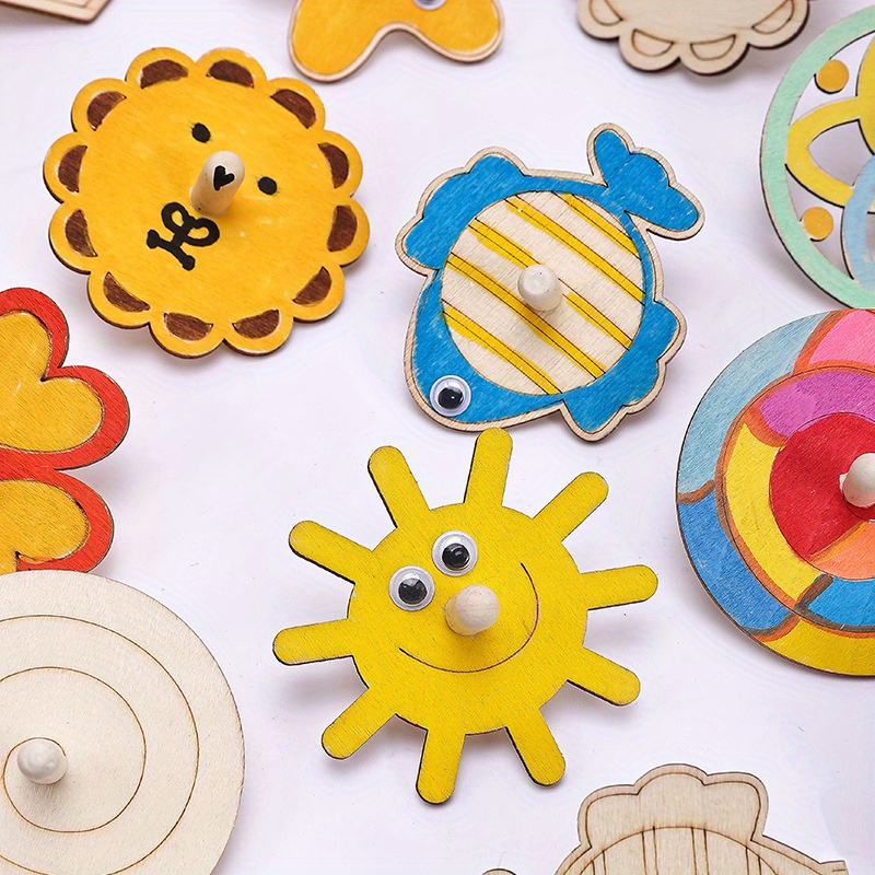16pcs Wooden Spinning Top Craf - Art Craft Ideas For Kids บทวิจารณ์และราคา