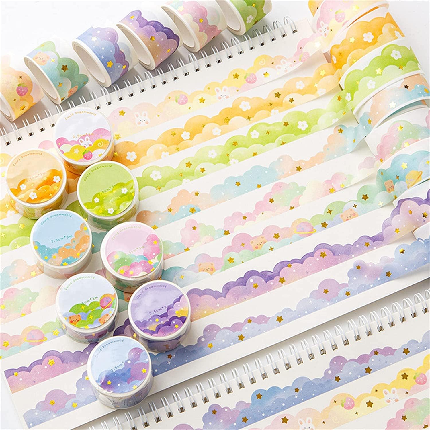 8 Rolls Color Cloud Washi Tape - Art Craft Journals บทวิจารณ์และราคา