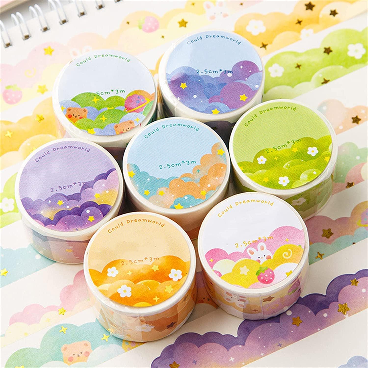 8 Rolls Color Cloud Washi Tape - Art Craft Journals บทวิจารณ์และราคา