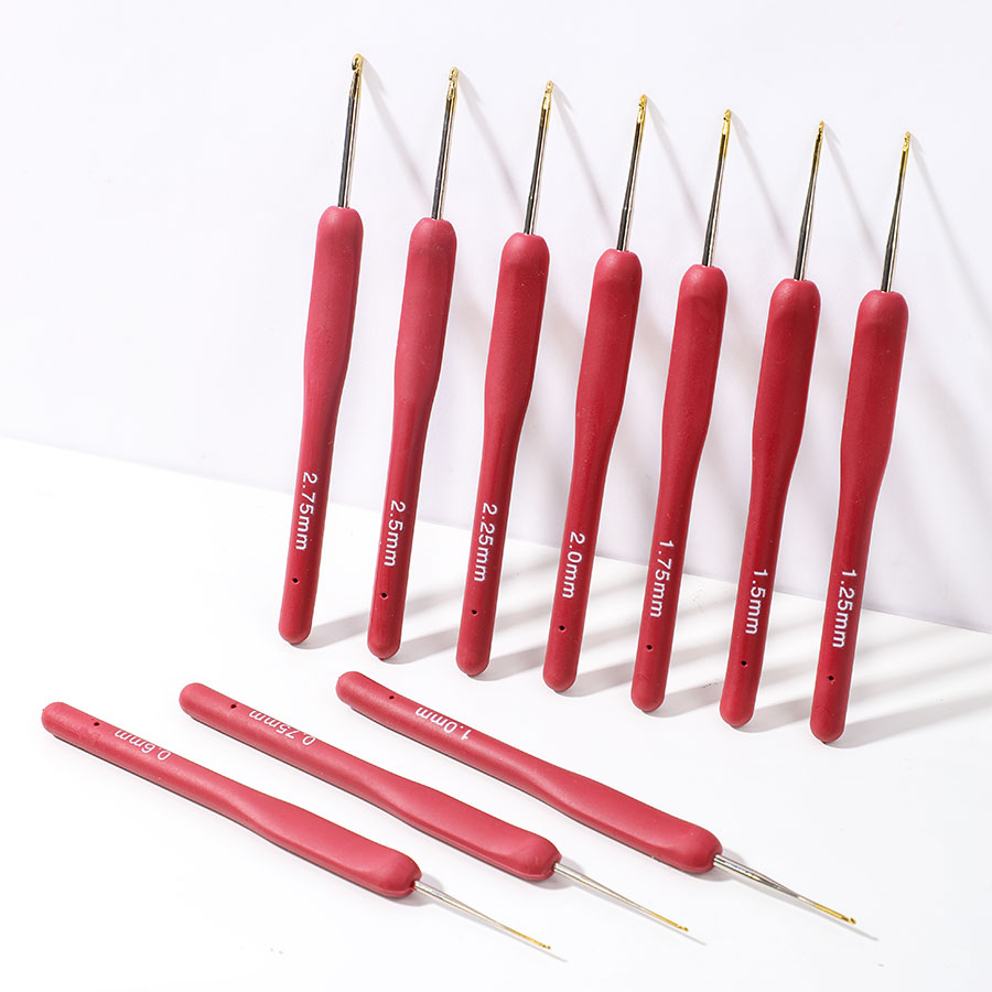 10pcs Red Crochet Set Kit Sili - Crochet Hook Set บทวิจารณ์และราคา