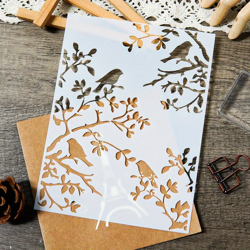 1pcs DIY Bird Branch Stencil f - Art Craft Journals บทวิจารณ์และราคา