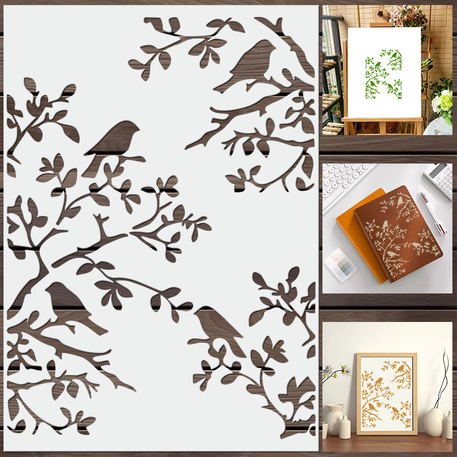 1pcs DIY Bird Branch Stencil f - Art Craft Journals บทวิจารณ์และราคา