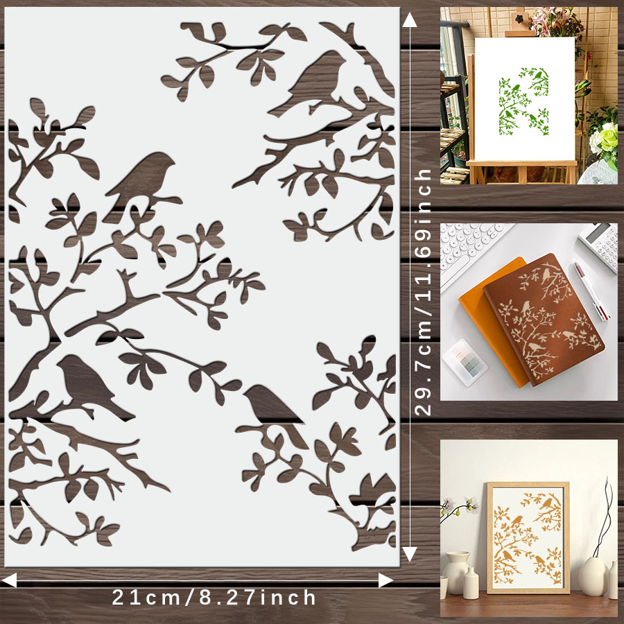 1pcs DIY Bird Branch Stencil f - Art Craft Journals บทวิจารณ์และราคา