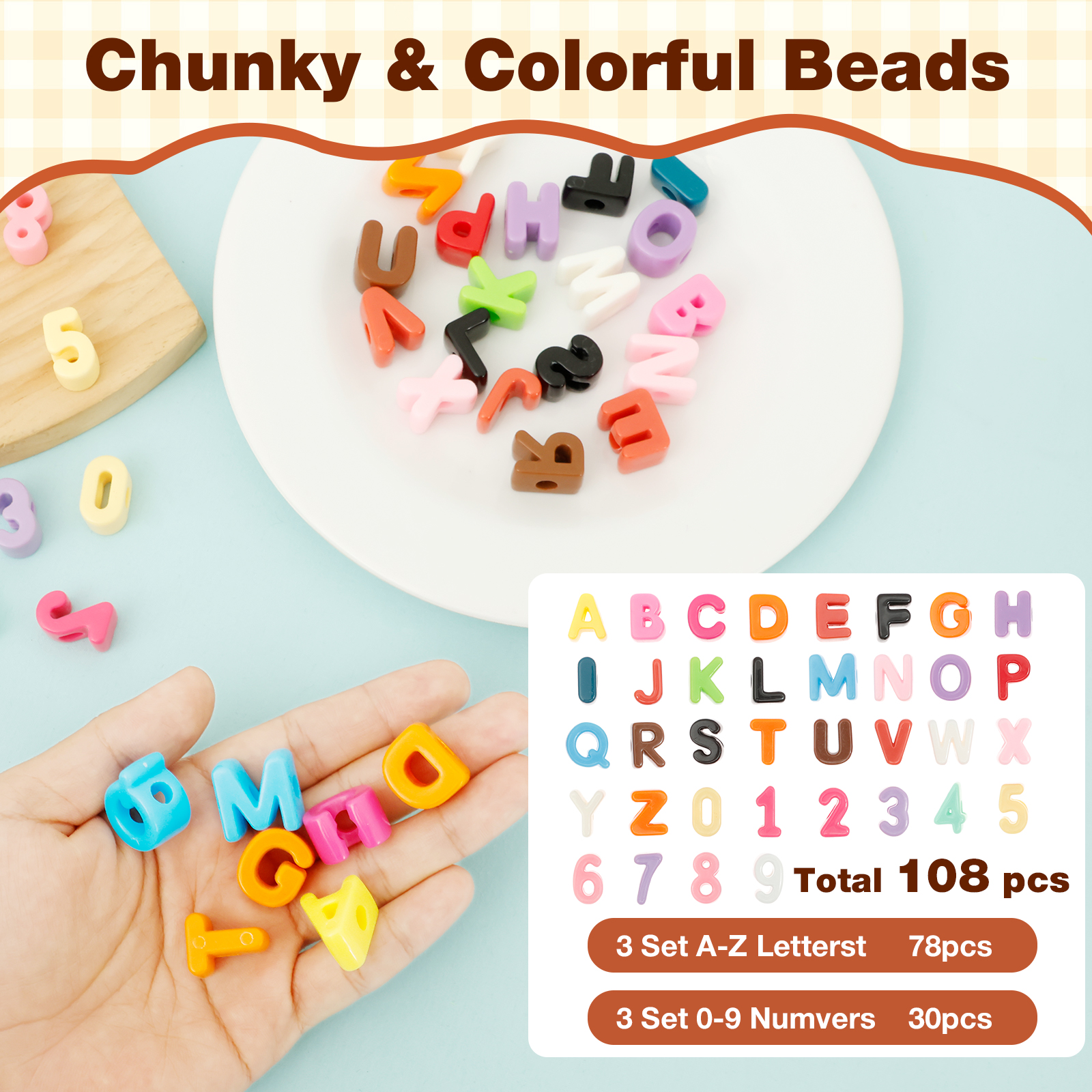 36/108Pcs 6mm Hole Chunky Acry - Art And Craft Letter Z บทวิจารณ์และราคา