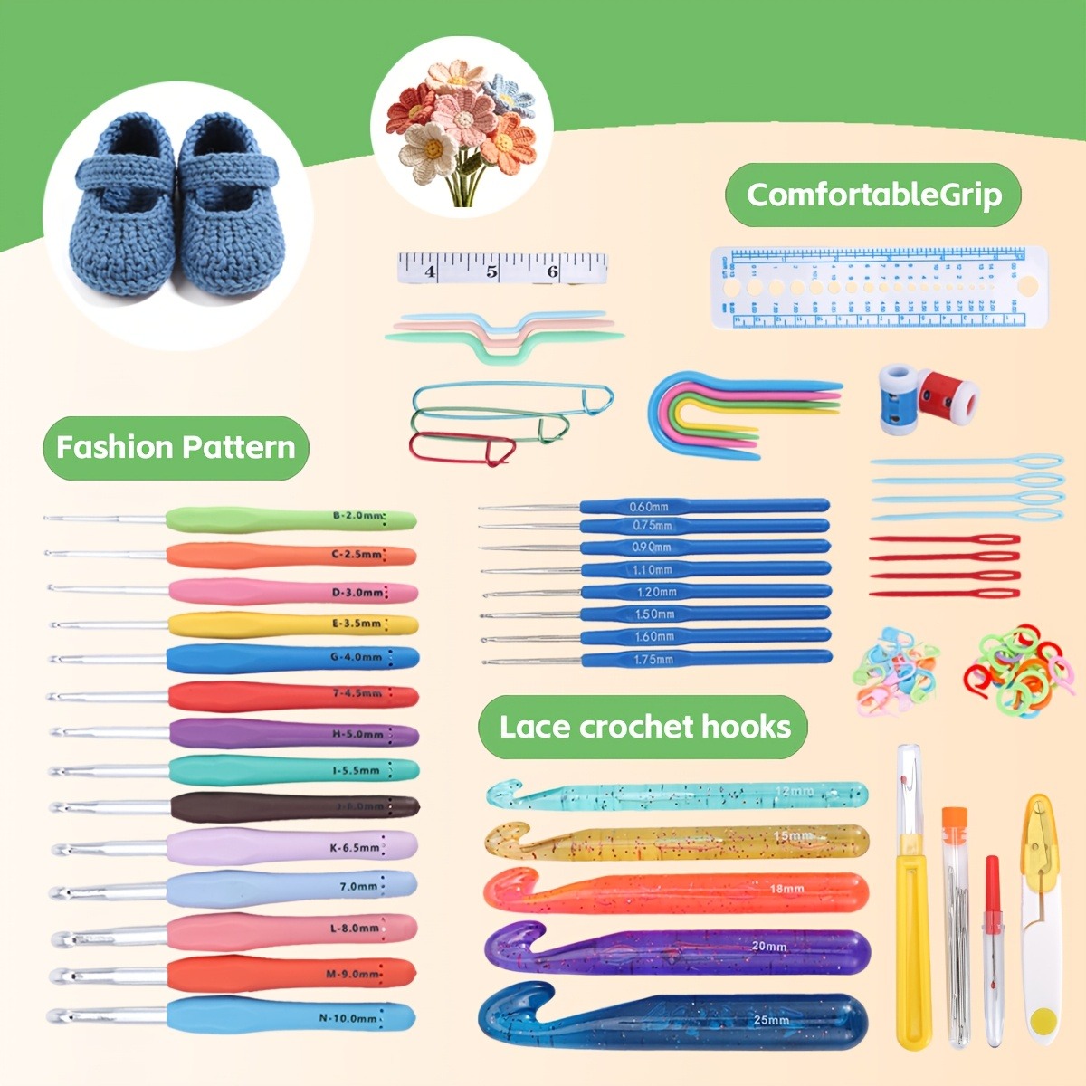 118pcs Crochet Hooks Sets, Erg - Crochet Hook Set บทวิจารณ์และราคา