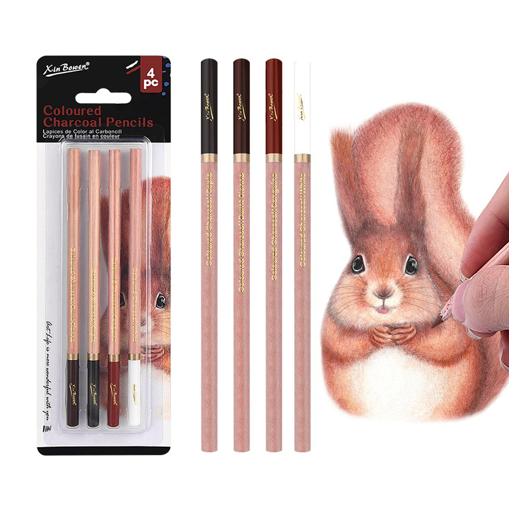 4Pcs Professional Sketch Charc - Colored Pencil Professional บทวิจารณ์และราคา