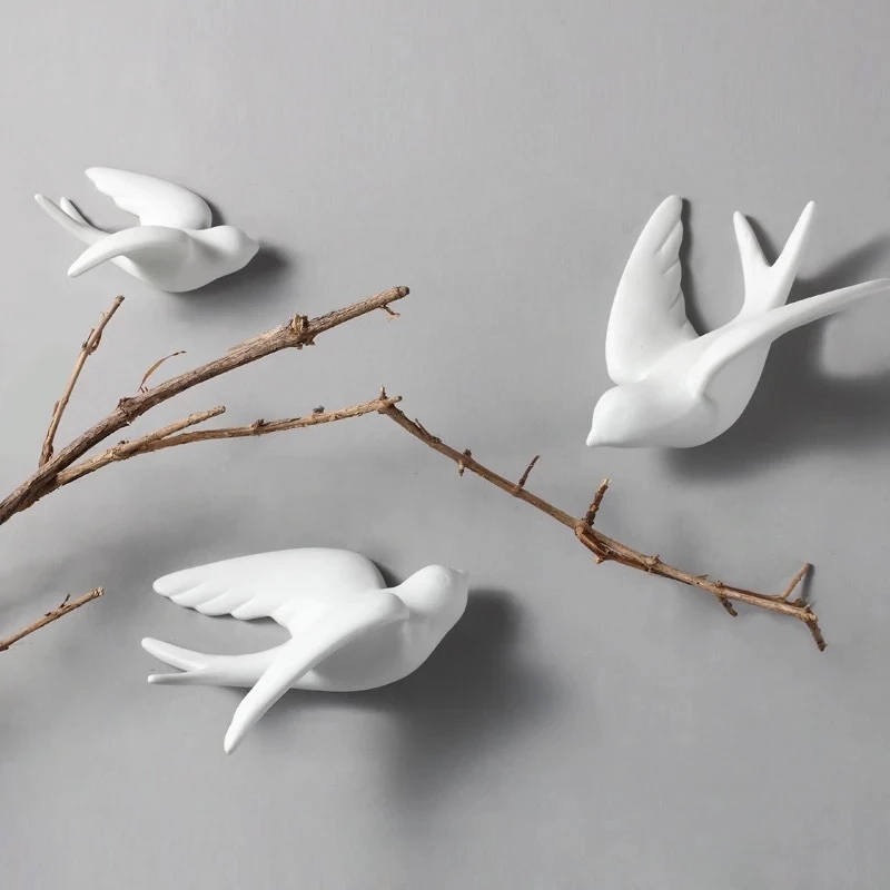 Creative Ceramic Birds Wall Ha - Tv Art And Craft บทวิจารณ์และราคา