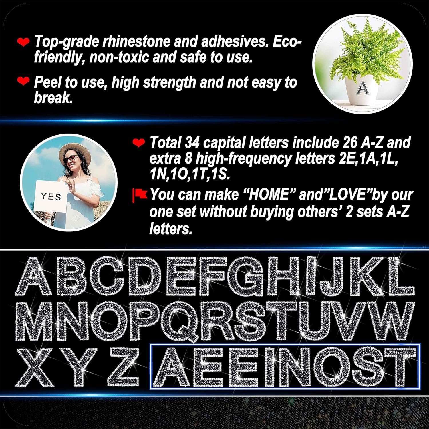 34Pcs Rhinestone Letter Sticke - Art And Craft Letter Z บทวิจารณ์และราคา