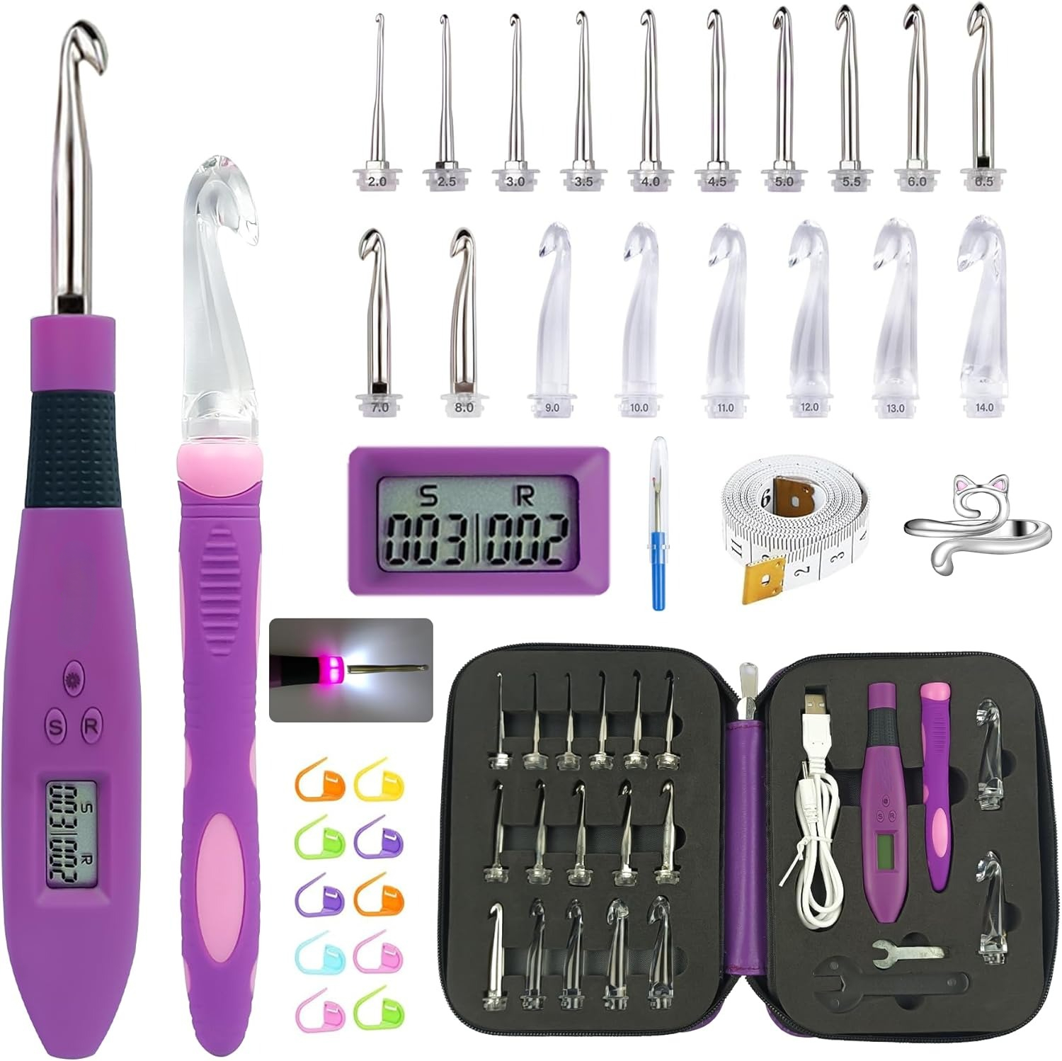 24 Sizes Crochet Hook Set with - Crochet Hook Set บทวิจารณ์และราคา