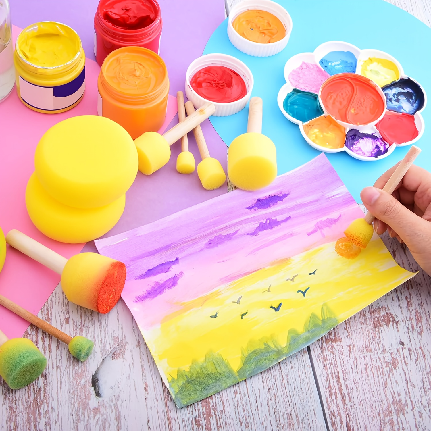 28 Pieces Round Sponge Brush,  - Watercolor Brush Pen บทวิจารณ์และราคา