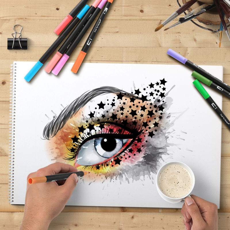 100 Colors Dual Tip Watercolor - Watercolor Brush Pen บทวิจารณ์และราคา