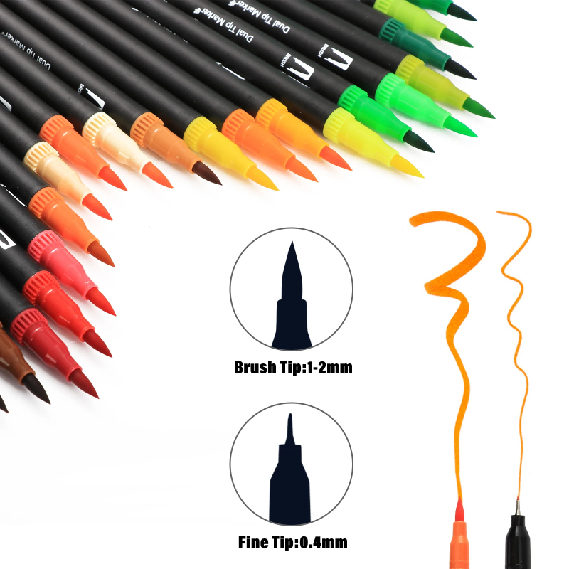 100 Colors Dual Tip Watercolor - Watercolor Brush Pen บทวิจารณ์และราคา